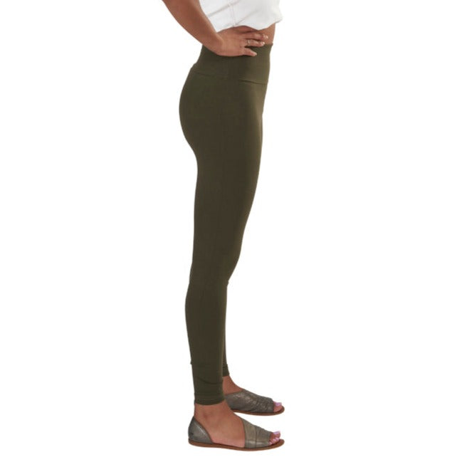 A&E Designs Ladies Lowrise Cotton Lycra Foldover Yoga Pants, Medium Black